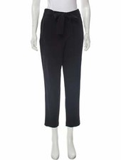 Black Dress Pant Sz 4 Cropped Straight Leg Self Tie Bow Pocket Zipper Rachel Zoe