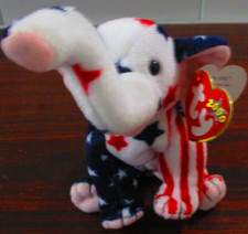 Righty 2000, TY Beanie Babies Elephant, Born July 4, 2000, With Errors on Tag