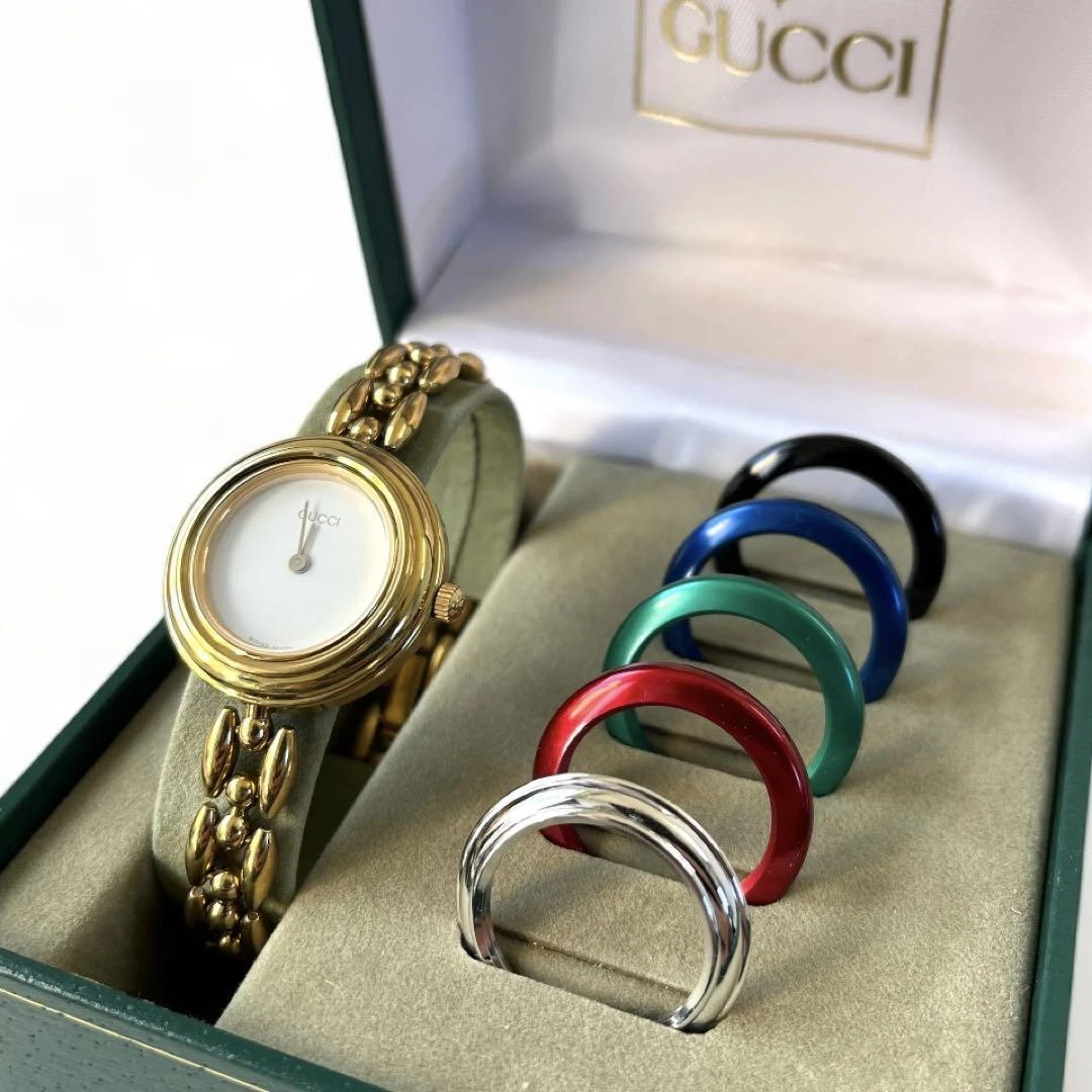 Exc Gucci Bracelet Montre Bracelet 11/12.2 Changement 6 Lunettes Or avec Boîte Fonctionne F/S JP