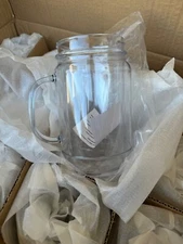 Boelter 20oz Clear Plastic Double Insulated Mason Tumbler Jar w / Handle 24 Pack