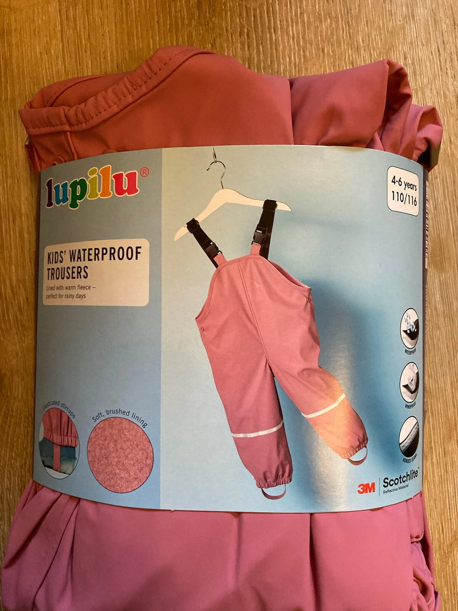 BNWT LUPILU GIRLS PINK WATERPROOF FLEECE LINED TROUSERS SALOPETTES