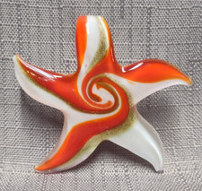 Beautiful GLASS STARFISH Necklace Pendant  Orange  White  Gold Glitter