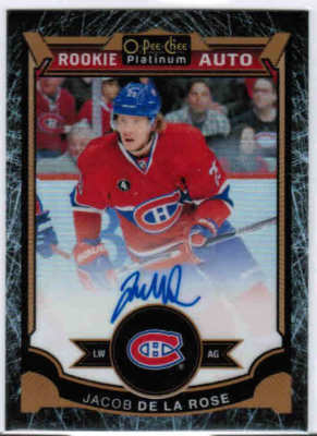 15/16 O-PEE-CHEE PLATINUM JACOB DE LA ROSE #163 RC AUTO BLACK ICE /50 CANADIENS