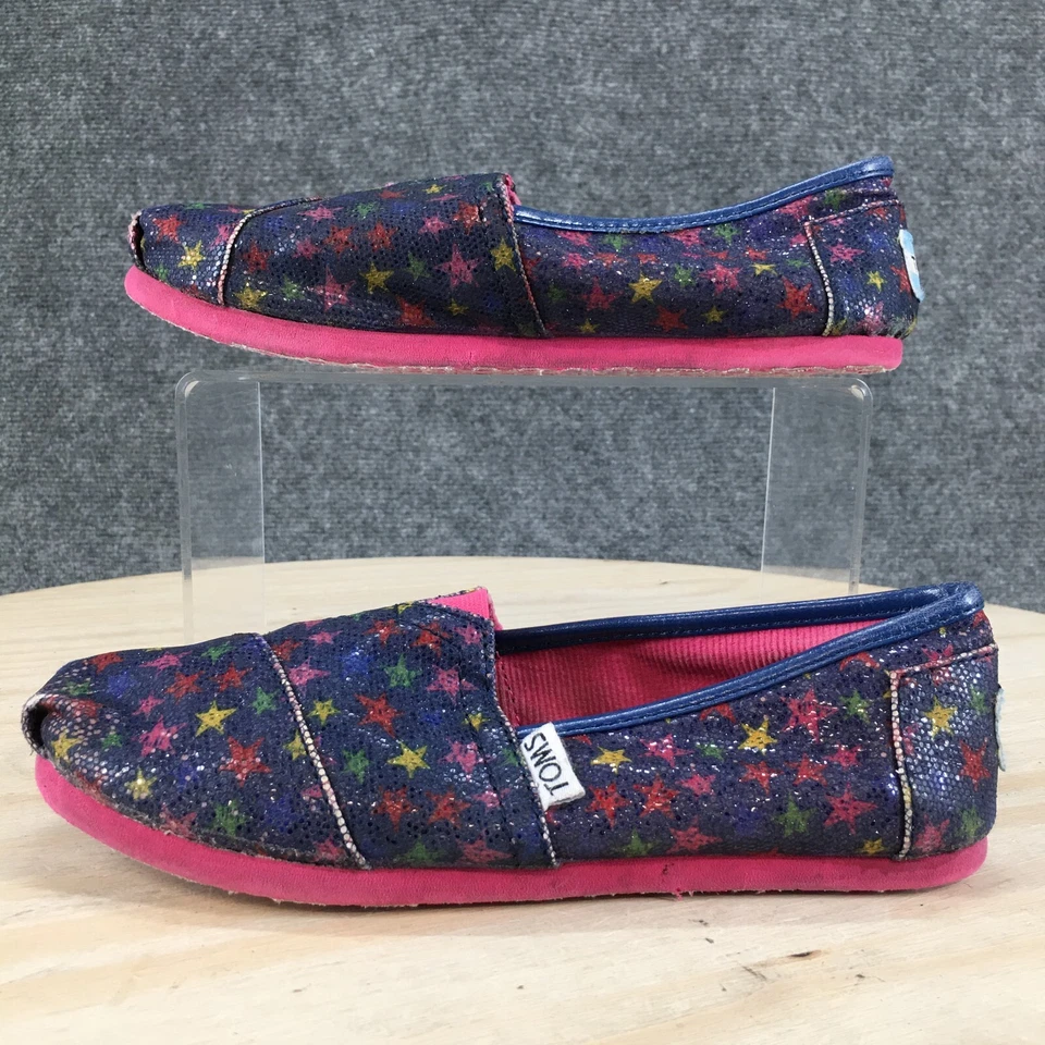 Туфли Toms молодежные 3 для девочек блестящие звезды классические мокасины без шнуровки плоские разноцветные - Изображение 2 из 4