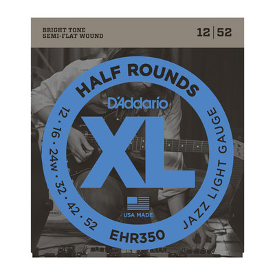 D'Addario EHR350 XL Half Round electric guitar strings, Jazz Light