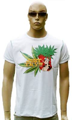 De Puta Madre 69 JUST TRY Comic White Clubwear T-Shirt M L