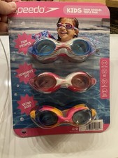 Speedo Kids Swim Goggles Triple Pack For Kids Ages 3 - 10 Stripe, Tie-Dye 