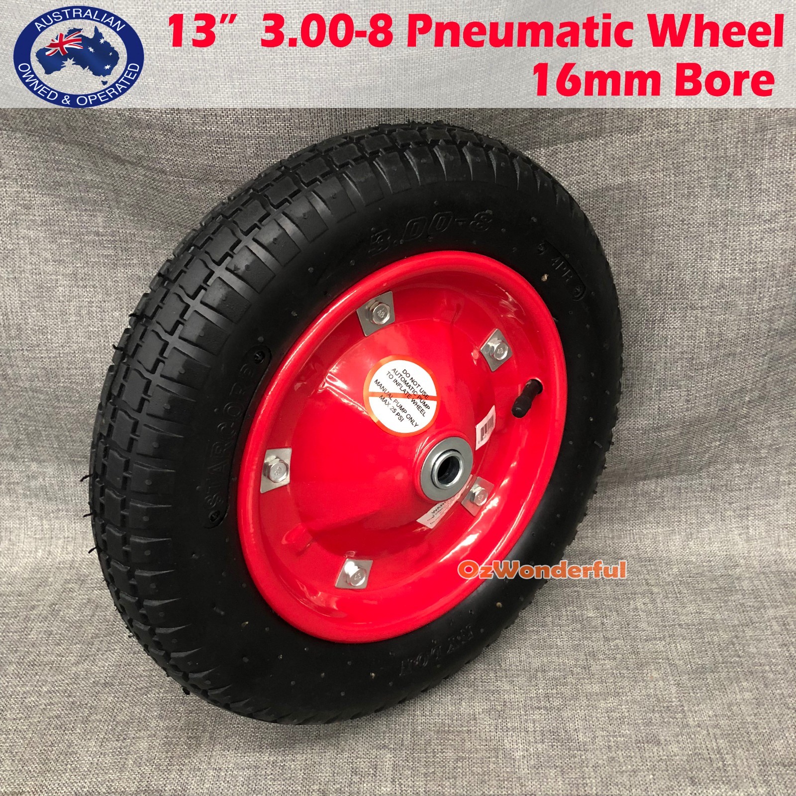 13" 16MM BORE 3.008 Pneumatic Wheels Trolley Cart Wheelbarrow Tyres