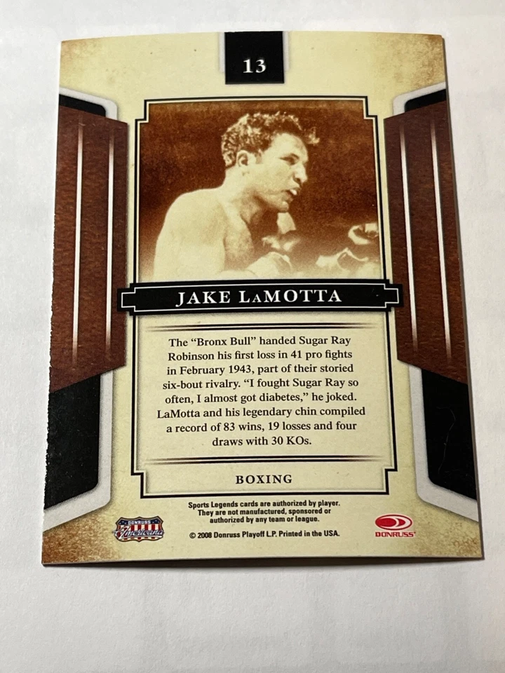 2008 Donruss Sports Legends Jake Lamotta #13 - Image 2 of 2