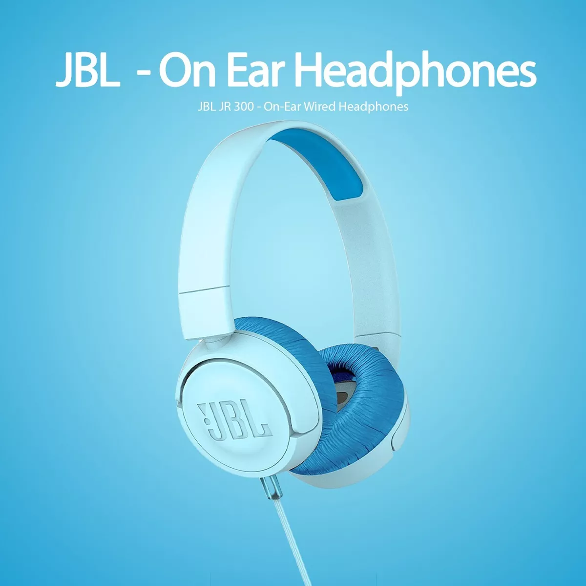 JBL JR 300 - JBL Headphones for Kids - Ice Blue Wired On-Ear Kids  Headphones . 50036356046