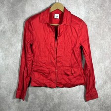 Cabi Valentine Blazer Jacket Womens Size XS Red Linen Blend Button Front Pockets