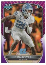 Tony Grimes 1ST BOWMAN /399 Purple Refractor 2022 Bowman University Chrome #75