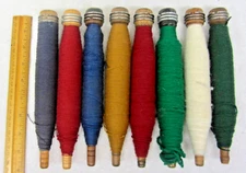 Lot of 8 Vintage Wood Industrial Quill Bobbins Spool Thread Yarn Textile ~8 3/4"