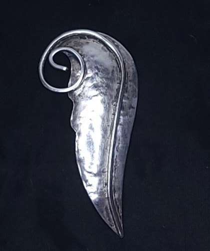 Sterling Silver Hammered Handmade Leaf Brooch