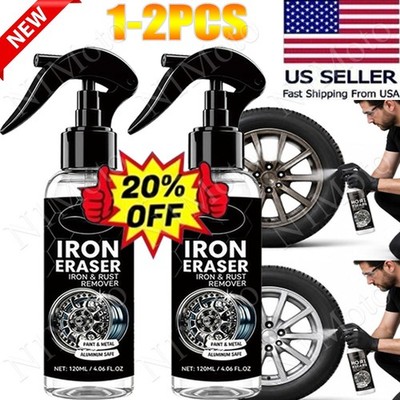 2x Iron Eraser Rust Remover Spray, Car Wheel Paint Brake Dust Fast Cleaner 120ml