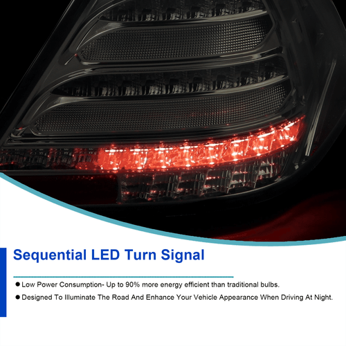 Smoke Fits 2001-2004 Mercedes-Benz W203 C-Class Tail Light Led Sequential Signal - Picture 6 of 8