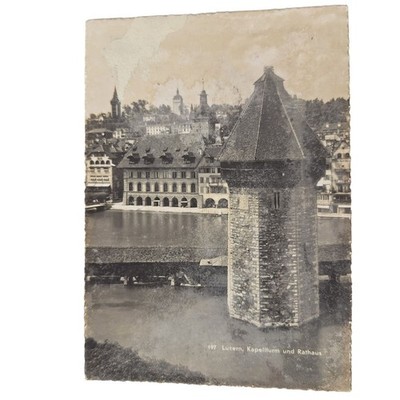 Postcard Luzern Chapel Tower and Town Hall Switzerland Unposted