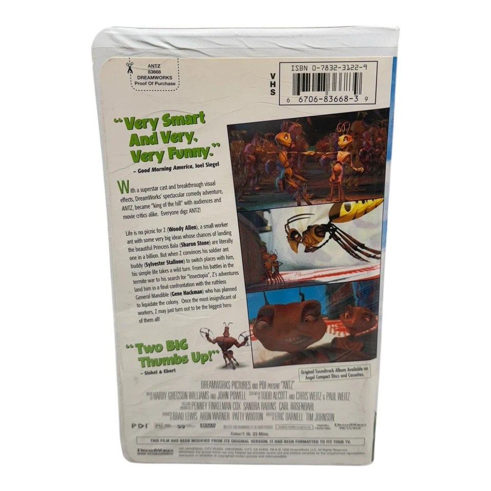 Antz (VHS 1999 Clamshell) Woody Allen, Sharon Stone, Gene Hackman, DreamWorks - Image 2 of 3