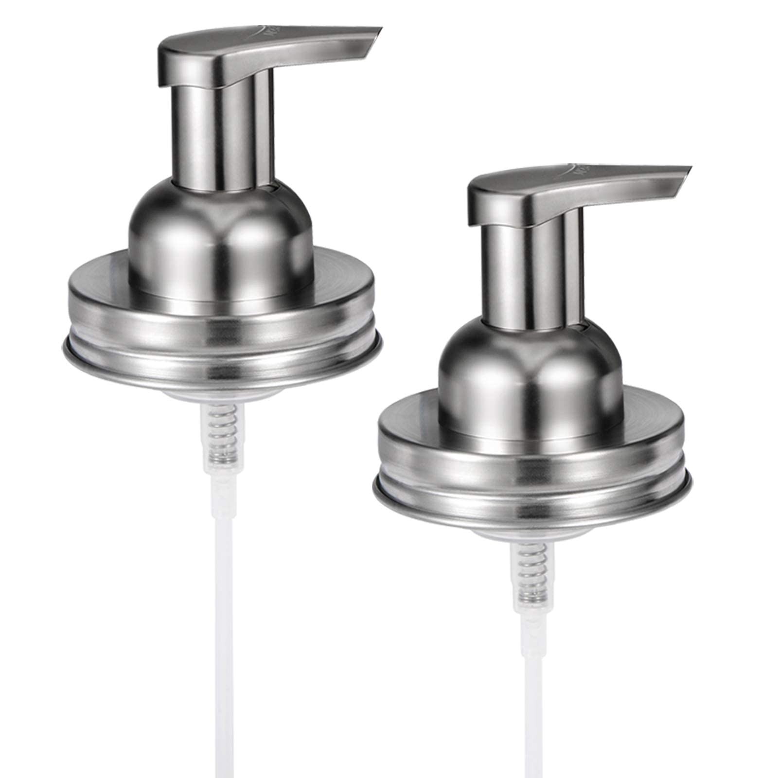 Mason Jar Foaming Soap Pump Dispenser Lids(2)-Rustproof Stainless Steel Lid