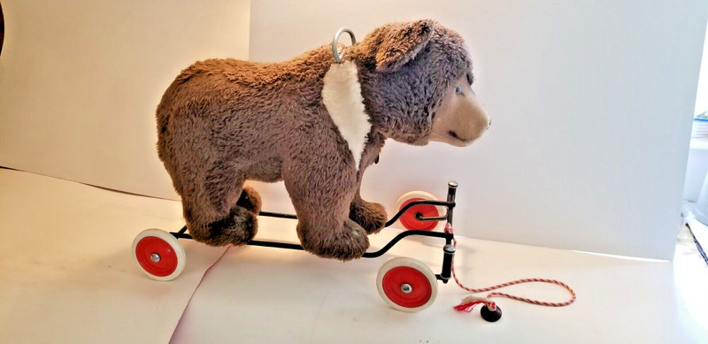 Large Steiff brown and white bear on wheels, great condition!