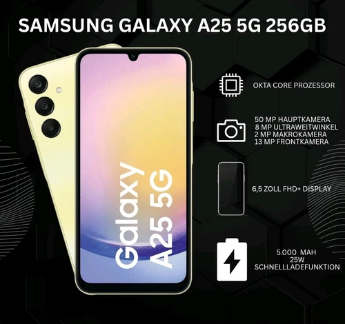 Samsung Galaxy A25 5G 256GB/8GB Yellow NEU Originalverpackt Handy Ohne Simlock