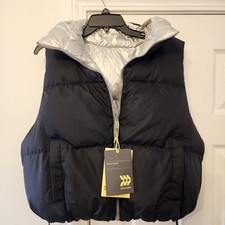 All in Motion Womens XL Black Silver Reversible Snow Sport Short Puffer Vest S4