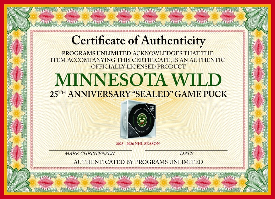 2025 2026 Minnesota Wild NHL JERSEY PARCHE Y DISCO 25 ANIVERSARIO ¡ENVÍO AHORA!! Foto 4 de 4