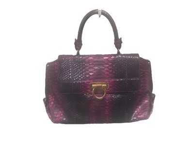 Salvatore Ferragamo Purple & Magenta Python Sofia Handbag