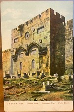 Vtg JERUSALEM Postcard GOLDEN GATE Tower Walls Palm Sunday Fr Vester 16 Israel