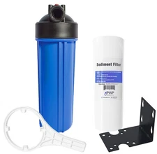 Sediment Water Filtration System with Blue 2.5x10"  Housing 3/4" Ports, Removes
