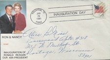 Romp Cachets Inauguration Day 1981 Nancy and Ronald Reagan Our 40th President 