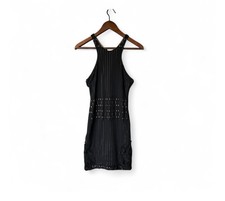 Sky Y2K Black Bodycon Crocheted Racerback Mini dress, L