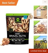 Raw Brazil Nuts, Unsalted, No Shell, Whole, 8oz - 1 Pack Bulk Nuts Packed Fre...