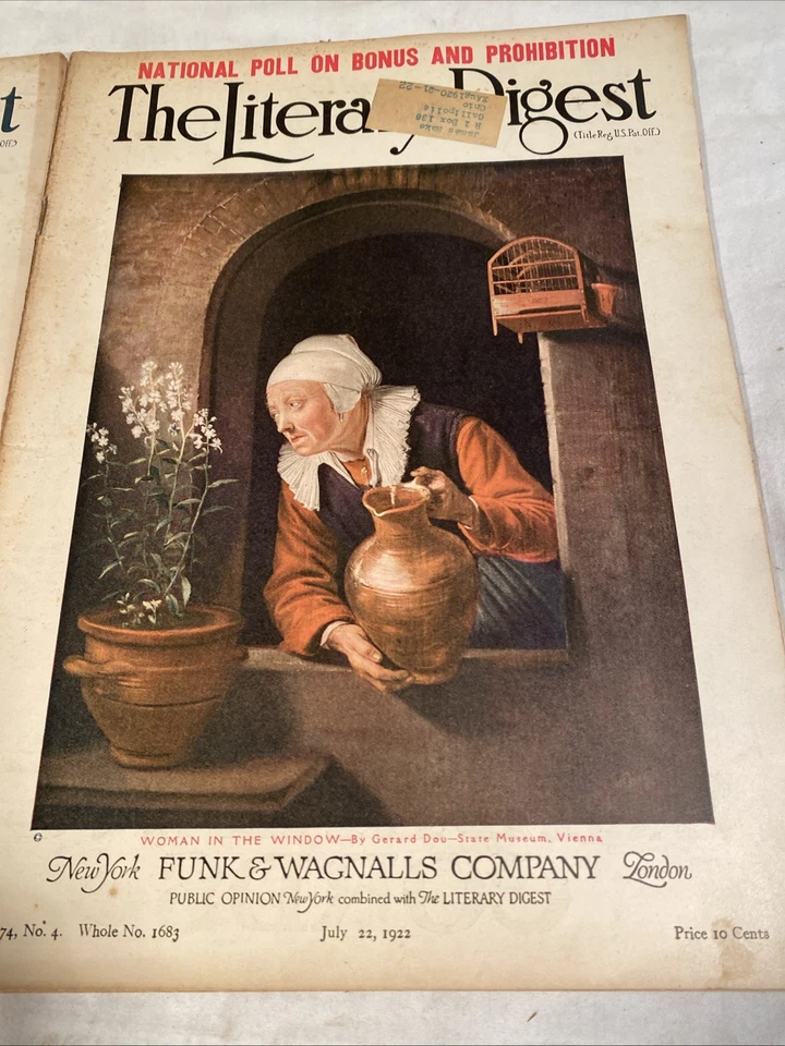 1922 Literary Digest Lot Of 5 Public Opinion Funk Wagnalls July August - Image 3 of 4