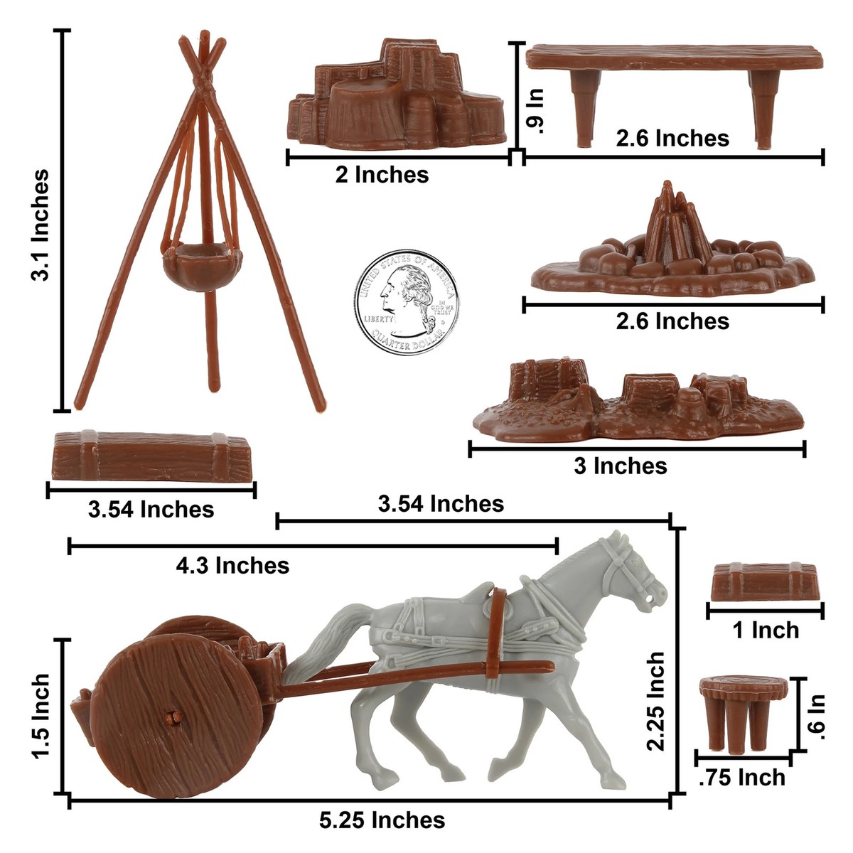 BMC Revolutionary War Camp Supplies Plastic Soldier Wagon Playset