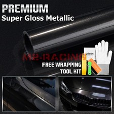 Premium Super Gloss Metallic Black Vinyl Car Wrap Sticker Decal Diy Bubble Free