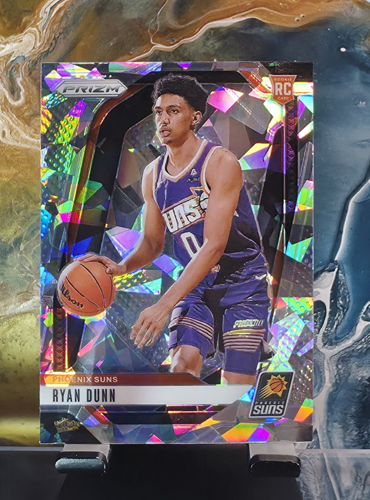 2024-25 Panini Prizm Silver Cracked Ice Prizm #258 Ryan Dunn (RC)