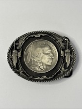 Vintage 1996 Siskiyou Buckle Co Native Indian Head Buffalo Nickle Belt Buckle