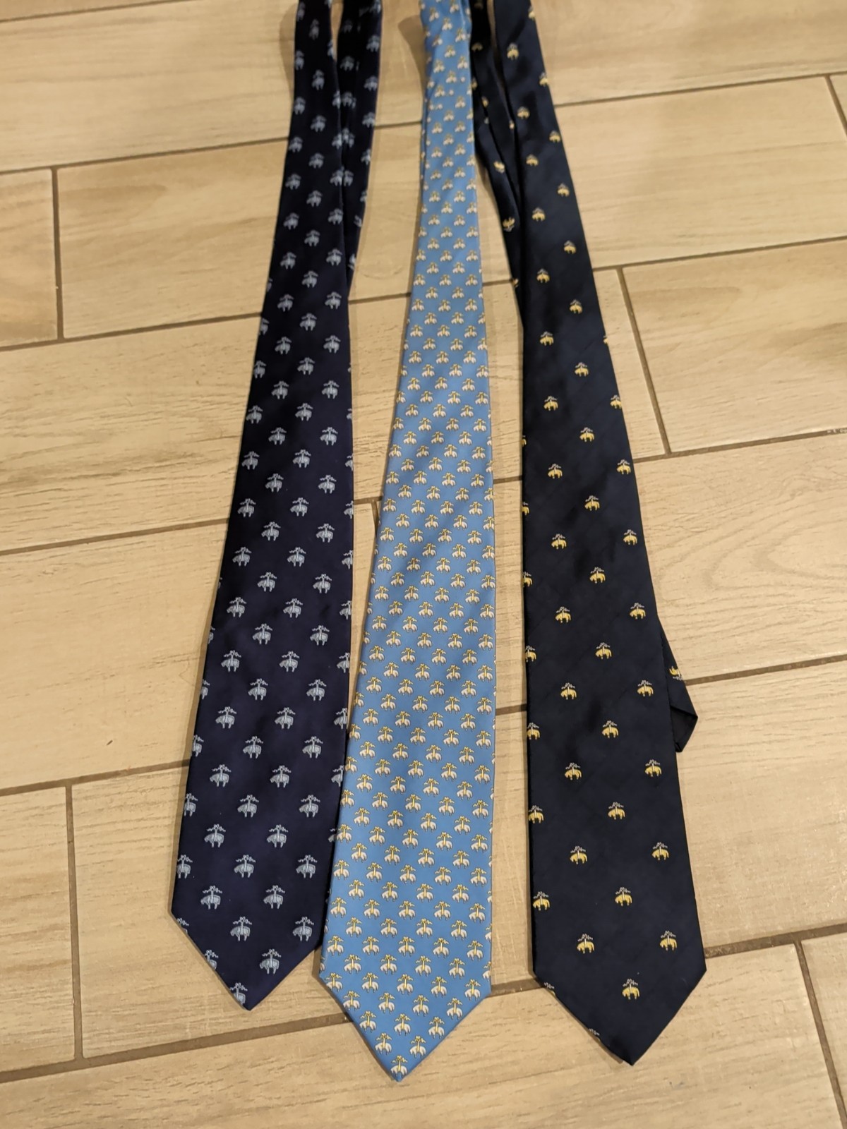 Brooks Brothers Golden Fleece Silk Tie Lot of 3 — Navy, Navy & Light Blue —...