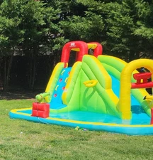 Inflatable Water Park Bounce House & Climbing Wall W/ Free Blower