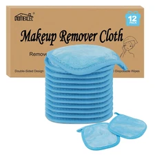 HOMEXCEL Makeup Remover Cloth 12 Count (Pack of 1), Reusable Makeup Remover Pads