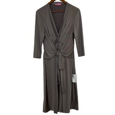 Eliza J Dark Grey Long Sleeve Faux Wrap Dress Size 12 Women’s NEW