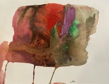 Abstract Mixed Media Ink Watercolor Painting on 9 X 12” Paper Contemporary