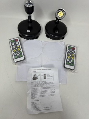 2x Funk LED Strahler Schwarz Fernbedienung Dimmbar Timer Schrankleuchte