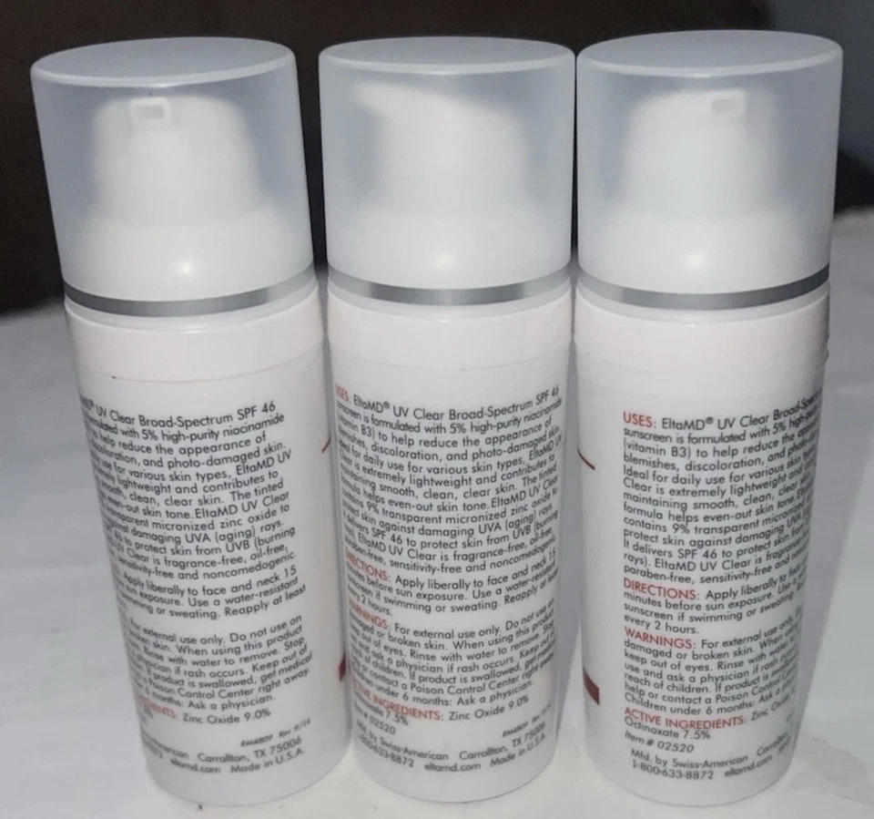 Elta MD Lot of 3 Bottles Broad-Spectrum Tinted SPF 46 Sunscreen 1.7 oz - Image 2 of 2
