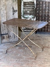 Antique French Large Metal Bistro Garden Table Folding