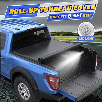 6.5FT Roll Up Soft Tonneau Cover For 2014-2021 Toyota Tundra 78'' Short Bed w/LED