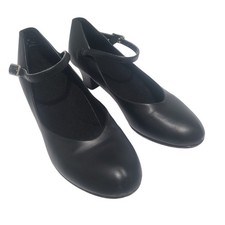 Capezio Dance Shoes Tele Tone Tap Black Leather Heels Buckle Strap 5 M with Box
