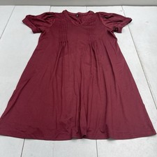 Shein Curve Red Puff Short Sleeve V Neck Pleat Detail Dress Women's Size 0XL