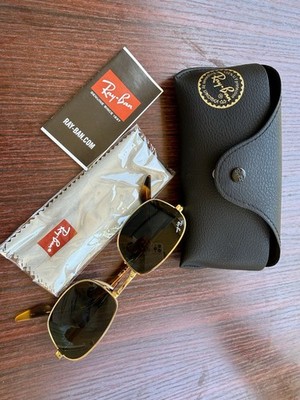 Ray-Ban RB3690 Rectangle Sunglasses Gold Metal Frame Green Polarized UV400 51-24
